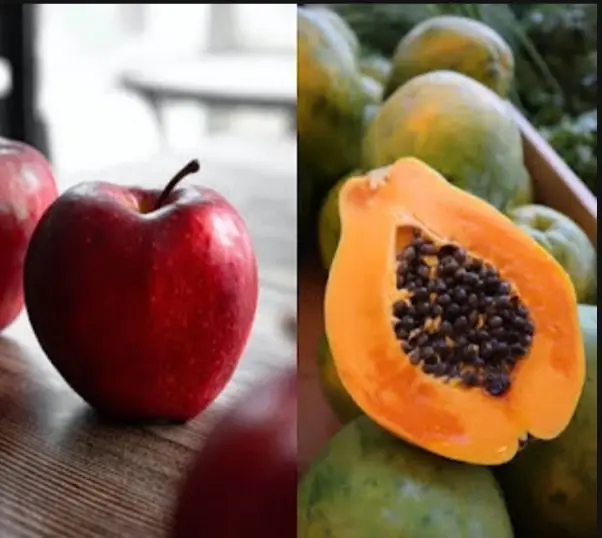 Apple and papaya together/image Credit Canva